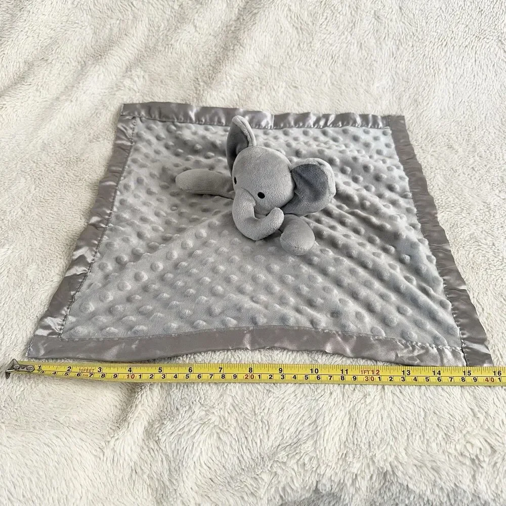 Gray Elephant Lovey Security Blankie Baby Blanket Soothing Toy 16” Minky